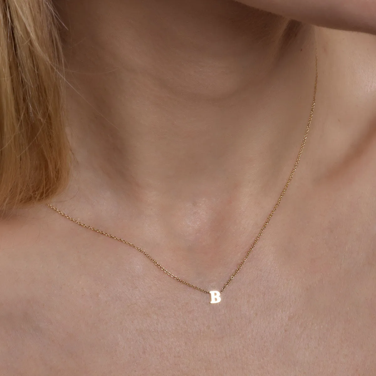 Letter F - 14k Gold Initial Necklace